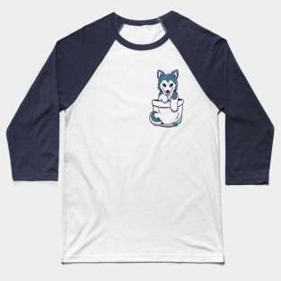 Pocket Cute Siberian Husky Baseball T-Shirt